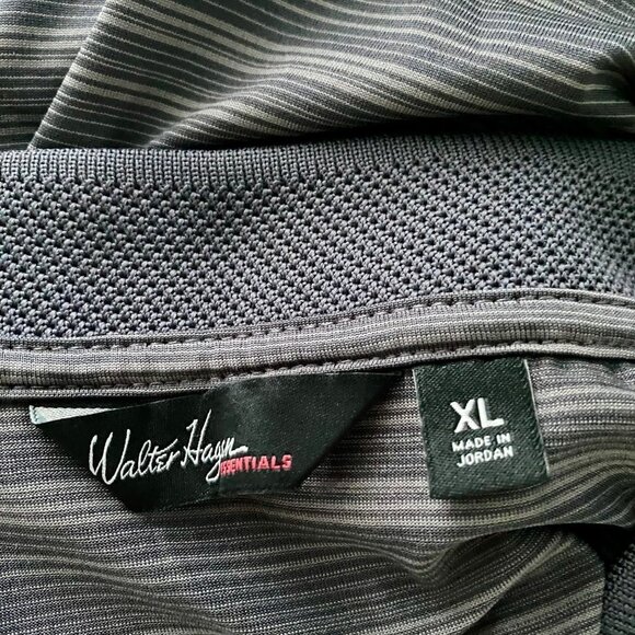 Walter Hagen Essentials Gray Black Striped Polyester Polo Shirt Men's Size XL - Picture 8 of 10